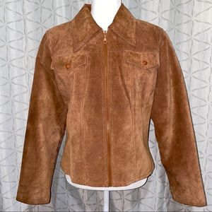 Express Bleus Brown Leather Suede Jacket